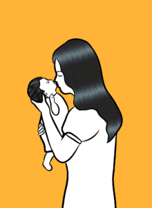 Moeder kust haar baby liefdevol, een warm en veilig bonding moment dat past bij baby osteopathy care.